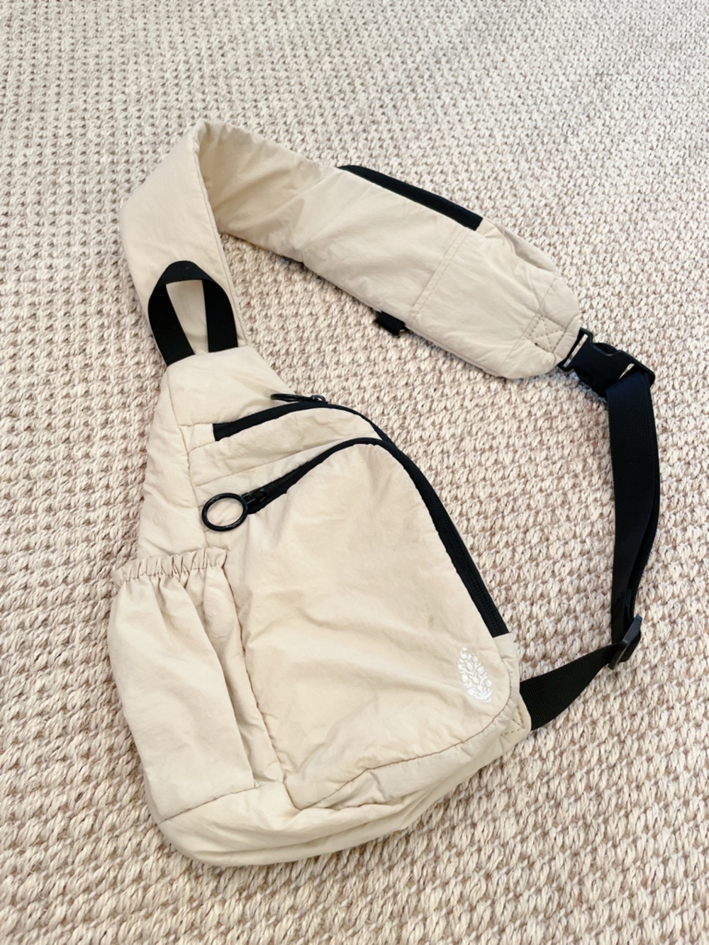 Free People Renegade Women's Beige Padded Strap Crossbody Sling Bag - NWOT